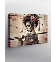Kanvas Tablo Kılıçlı Geisha Kadın