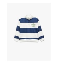Koton Yarım Fermuarlı Dik Yaka Oversize Çizgili Ekru Erkek Çocuk Sweatshirt 7WKB10051TK