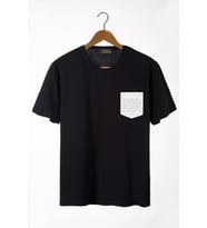 Erkek Siyah Bisiklet Yaka Cepli Oversize T-Shirt 22Y-3400762-11