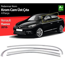 Renault Fluence Uyumlu Krom Cam Üst Çıtası 4 Parça 2010 Üzeri (Karışık)