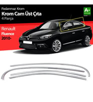 Renault Fluence Uyumlu Krom Cam Üst Çıtası 4 Parça 2010 Üzeri (Karışık)