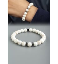 Turkuaz Doğal Taş Beyaz Küre Kesim 8mm Bileklik