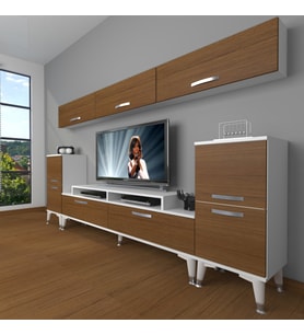 Decoraktiv Ekoflex 9 Slm Silver Tv Ünitesi Tv Sehpası - Beyaz Ceviz (Beyaz - Ceviz)