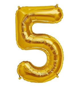 Şekilli Supershape Gold Rakam Folyo Balon 5 Numara