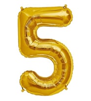 Şekilli Supershape Gold Rakam Folyo Balon 5 Numara