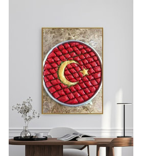 TÜRK BAYRAKLI BAKLAVA Ev Duvar Salon Güzellik Salonu Ofis Dükkan Dekarasyon Kanvas Tablo