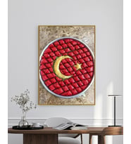 TÜRK BAYRAKLI BAKLAVA Ev Duvar Salon Güzellik Salonu Ofis Dükkan Dekarasyon Kanvas Tablo