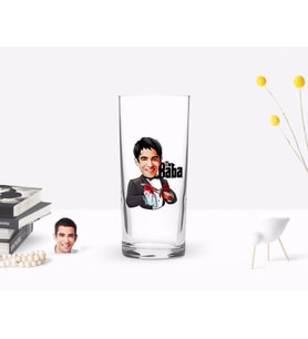 BK Gift Kişiye Özel Renkli Baskılı Godfather Baba Karikatürlü Rakı Bardağı-5 (Beyaz)