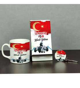 Çevik Kuvvet Polisi Üçlü Set (Kupa + Telefon Standı + Anahtarlık) 002