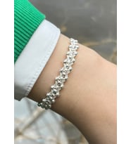 Gümüş Kazaziye Dorika Boncuklu Bileklik 133 : Gümüş - 18 cm