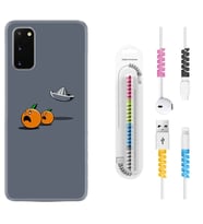 Samsung A02S A03S A10 A12 A13 A21S A22 Kılıf Kablo Koruma Spiral Silikon Orange Escape 1374