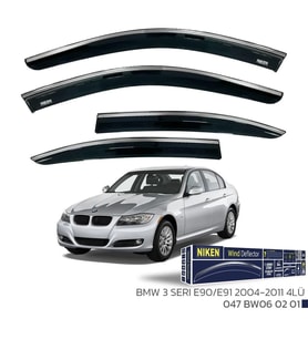 BMW 3 Serisi E90/E91 2004-2011 - Kromlu Cam Rüzgarlığı 4Lü Parça