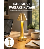 LED Masa Lambası 3 Renk Ayarlı Şarjlı Kablosuz Modern Tasarım Yeni Nesil