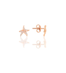 Gümüş  rose zirkon taşlı deniz yıldızı küpe  SGTL12115ROSE