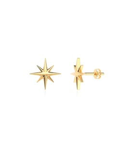 Sade Minik Kutup Yıldızı Altın Kaplama Gümüş Küpe (Gold)