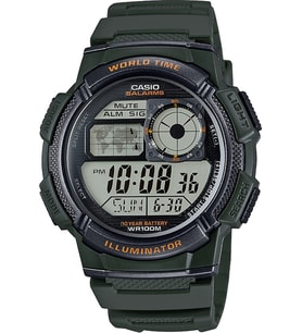 Casio AE-1000W-3AVDF Dijital Ekran 10 Atm Suya Dayanıklı Yeşil Renk Erkek Kol Saati
