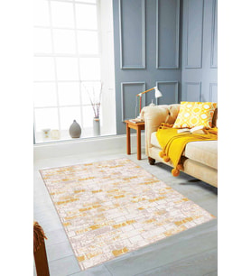 Sarı Taş Desenli Kaymaz Taban Makinede Yıkanabilir Halı TL04 - 100 x 160 cm