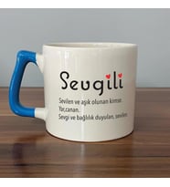 Sevgili Baskılı Mavi Kulplu D Kupa
