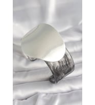 Siyah Mermer Desen Akrilik Pilastik Gümüş Plaka Model Vintage Kadın Bilezik 5886 - HPSBYI7166-5
