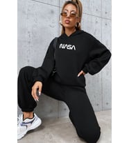 Unisex Nasa Baskılı Eşofman Takımı (Siyah)
