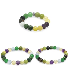 Küre Kesim Çoklu Doğaltaş Kombinli Kadın-Erkek-Çocuk Şifa Bilekliği(3lü Set) (Karışık)
