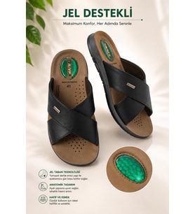 DAYE 45008 Hafif Yumuşak Tabanlı Comfort Jelli Çapraz Bant Erkek Terlik