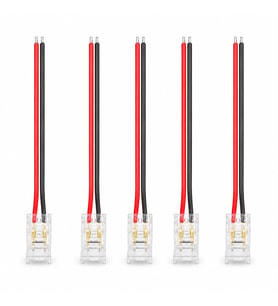 5 Adet 8 mm COB LED Şerit Konnektörü 2 Pin Tek Taraflı 10 cm Kablolu Şeffaf Lehimsiz Bağlantı Aparatı Tek Renk LED Uyumlu