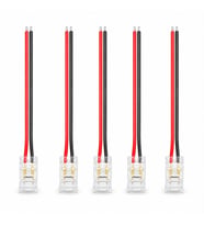 5 Adet 8 mm COB LED Şerit Konnektörü 2 Pin Tek Taraflı 10 cm Kablolu Şeffaf Lehimsiz Bağlantı Aparatı Tek Renk LED Uyumlu