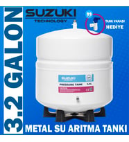 SUZUKI TECHNOLOGY, 12 Litre 3.2 Galon Metal Su Arıtma Tankı  (Gri-Buz)