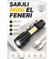 El Feneri Led Usb Şarjlı Zoom Mini Led Işık Acil Durum Feneri