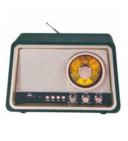 Nostaljik Tasarımlı Kablosuz Radyo – FM/AM/SW Destekli, USB & TF Kartlı Müzik Çalar, Retro Bluetooth Radyo FM AM SW 3 Bant – USB TF Kart Girişli Şarjlı Masaüstü Hoparlör (Yeşil)