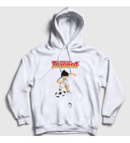 Presmono Unisex Beyaz Dribbler Futbol Anime Kaptan Captain Tsubasa Kapüşonlu Sweatshirt 320451tt