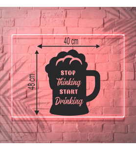 Leylaser 40*48 cm Stop Thinking Start Drinking Ahşap Duvar Dekoru