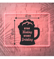 Leylaser 40*48 cm Stop Thinking Start Drinking Ahşap Duvar Dekoru