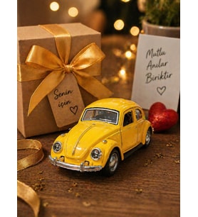 12 Cm Metal Klasik Vosvos Araba Sarı Çek Bırak Oyuncak Araba Açılır Kapılı Die Cast Model Araba