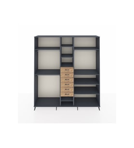 Hyperion Dolap 10 Raflı 6 Çekmeceli 3 Askılı 220x44x243 Antrasit-Antrasit/Çam