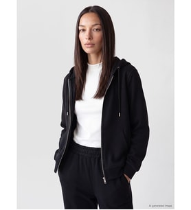 LCW EVERYDAY Siyah Kalın Oversize Kadın Fermuarlı Sweatshirt