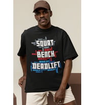 Tasarım Squat Bench Deadlift Fitness Bodybuilding Gym Sporcu Baskılı Unisex Oversize Tişört