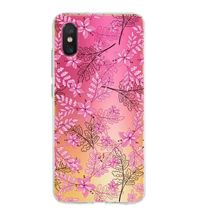 Xiaomi Mi 8 Pro Uyumlu Kapak Floral Pembe Tasarımlı Şeffaf Silikon Kılıf