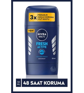 NIVEA Men Erkek Stick Deodorant Fresh Active 50ml, Ter Ve Ter Kokusuna Karşı 48 Saat Deodorant Korum