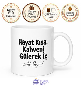 Kişiye Özel Esprili Baskılı Kupa Bardak Komik Hediye Porselen Mug