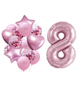 Pembe 8 Yaş Folyo Balon Set