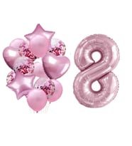 Pembe 8 Yaş Folyo Balon Set