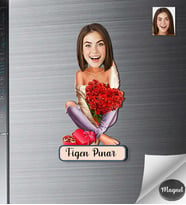 Kişiye Özel Kadın Ahşap Magnet -9
