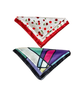 2 Li Saten Bandana Seti Saten Fular Saten Çanta Aksesuarı Özel Desen Bandana 45X50 Cm