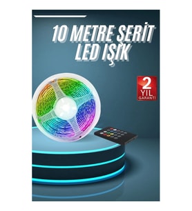 Mey İthalat® 10M Şerit Led İç Mekan Renkli Rgb Şerit Led Kumandalı
