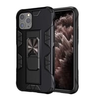 iPhone 11 Pro Kılıf Metal Standlı Manyetikli Ultra Koruma Zırh (Siyah)