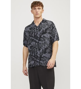 JACK&JONES JJGURU MONOCHROME AOP RESORT SHIRT SS12249210 (Siyah)