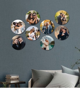 Kişiye Özel 8 Fotoğraflı Yuvarlak Mdf Tablo