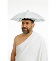 Hac ve Umre Kafa Şemsiyesi - Güneşten Koruyucu Pratik Şapka Şemsiye (Beyaz)